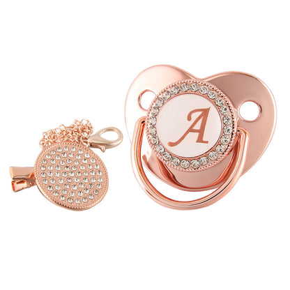 Alphabet Baby Soother Pacifier Rose Gold