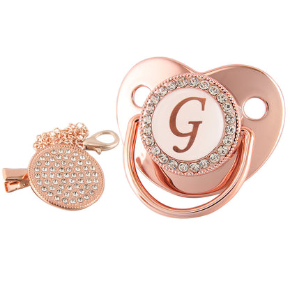 Alphabet Baby Soother Pacifier Rose Gold