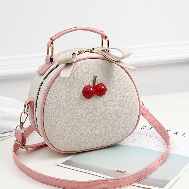 Cherry One Shoulder Messenger Bag - Small round bag with cherry on the top 🍒