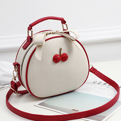 Cherry One Shoulder Messenger Bag - Small round bag with cherry on the top 🍒