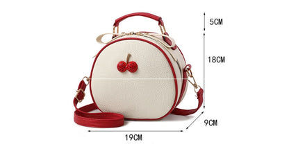 Cherry One Shoulder Messenger Bag - Small round bag with cherry on the top 🍒