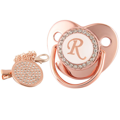 Alphabet Baby Soother Pacifier Rose Gold