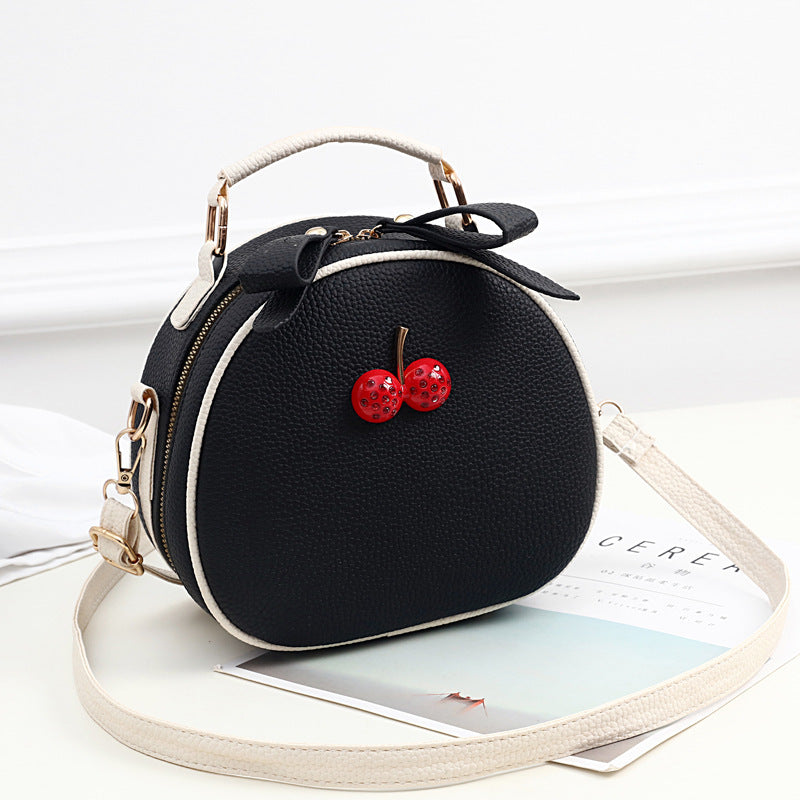 Cherry One Shoulder Messenger Bag - Small round bag with cherry on the top 🍒