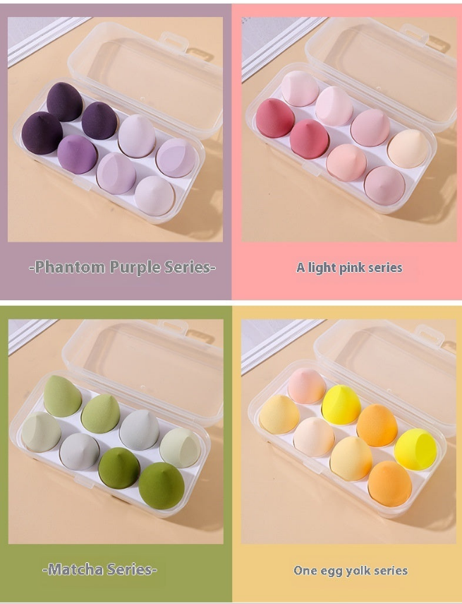 Fluff & Buff Egg Sponges - 8 Makeup Sponges in an Egg Box