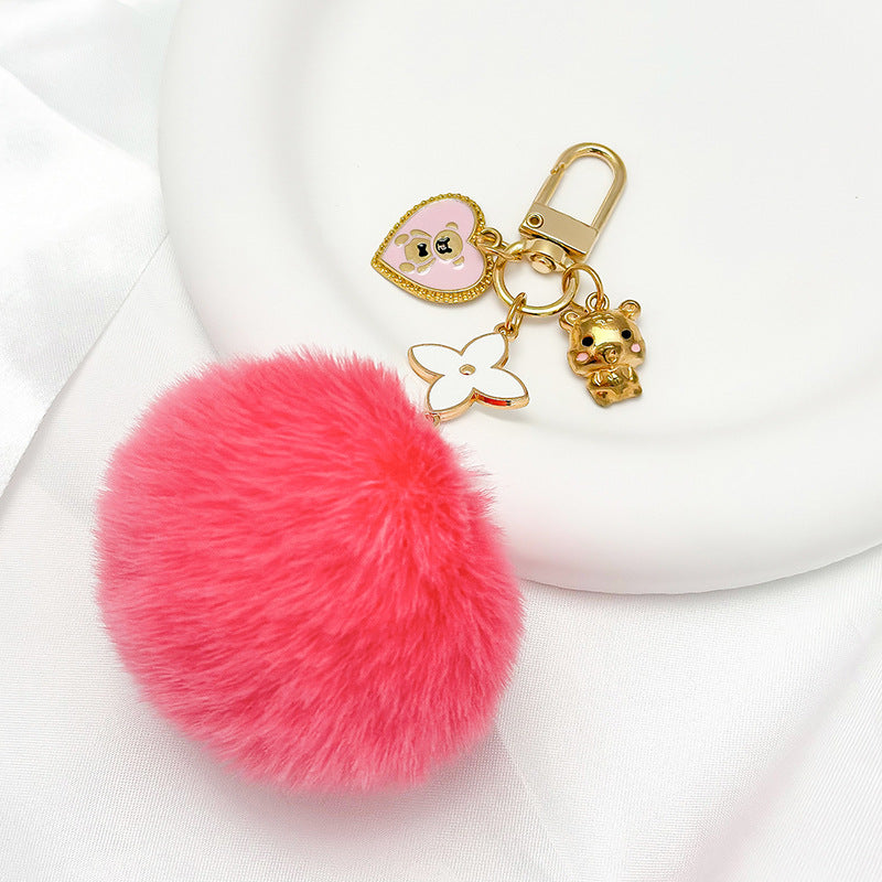 Fluffy Fuzzy Ball Keychain Pendant